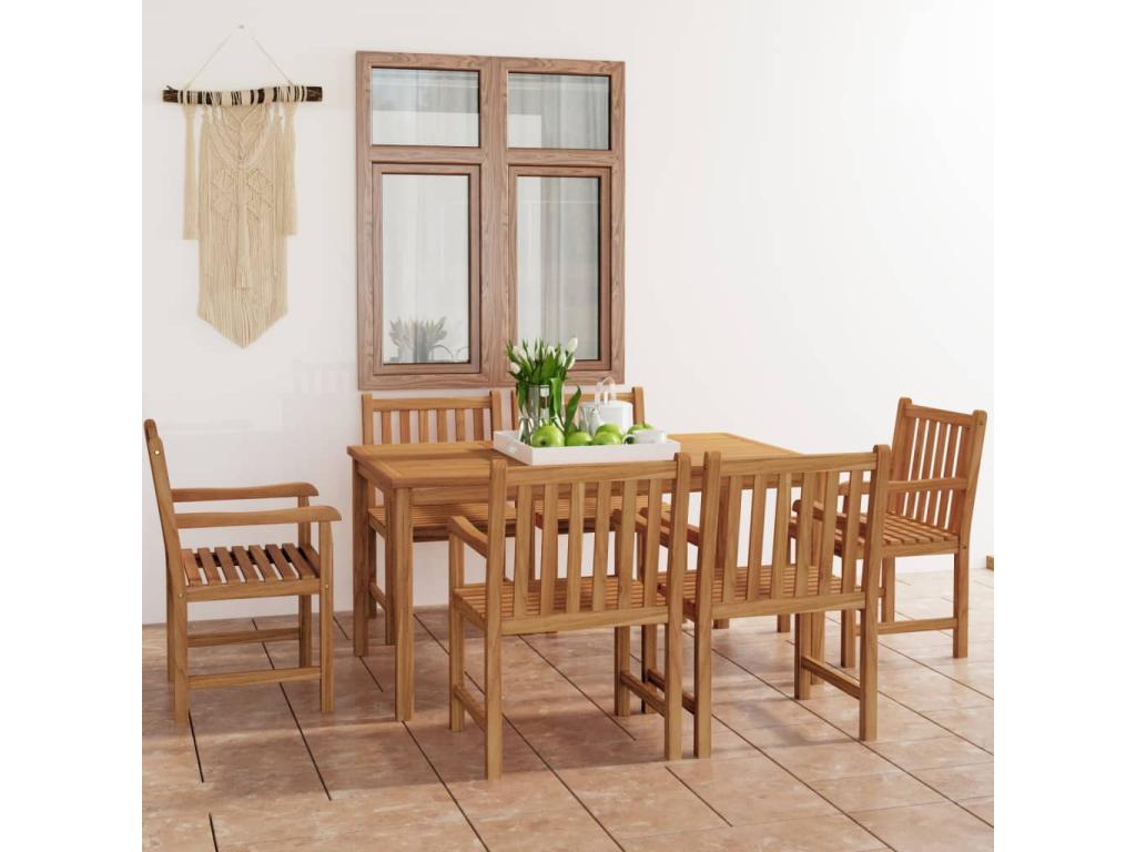 7-Piece Garden Dining Set, Solid Teak Wood 09427HZUL