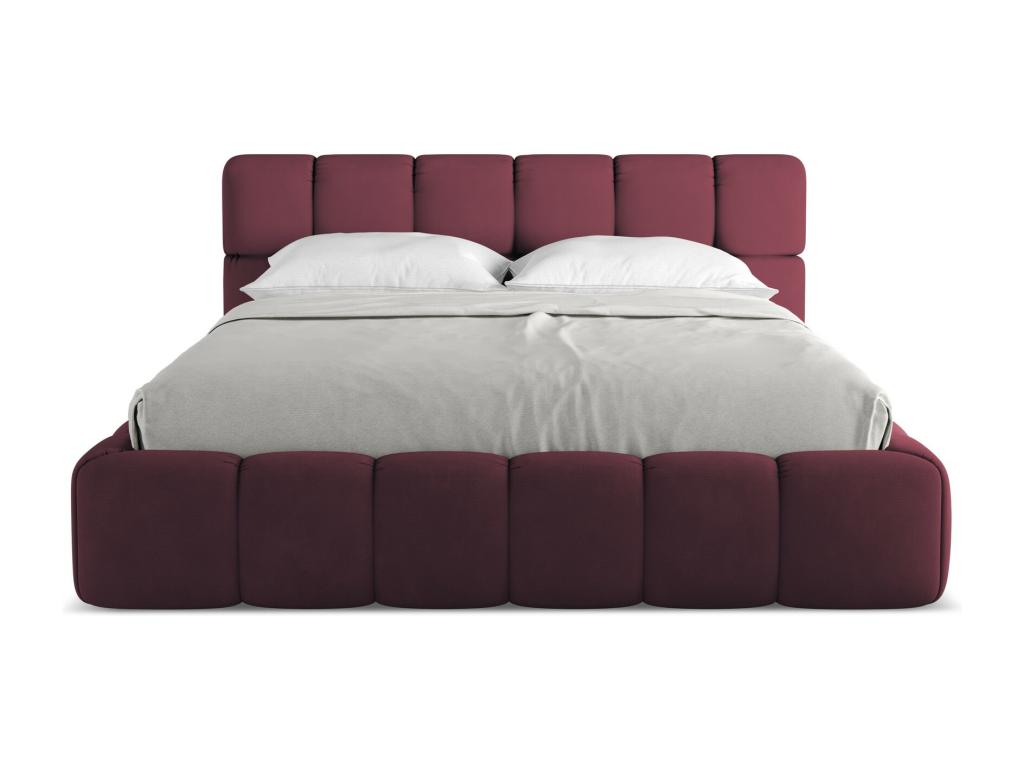 Chenille fabric storage bed 160x200 - burgundy - Artanzy 86632SXMB