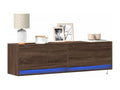 Wall-mounted TV unit with Delimoa LED lighting, brown oak finish, 140x31x38 cm, 27894QQVJ