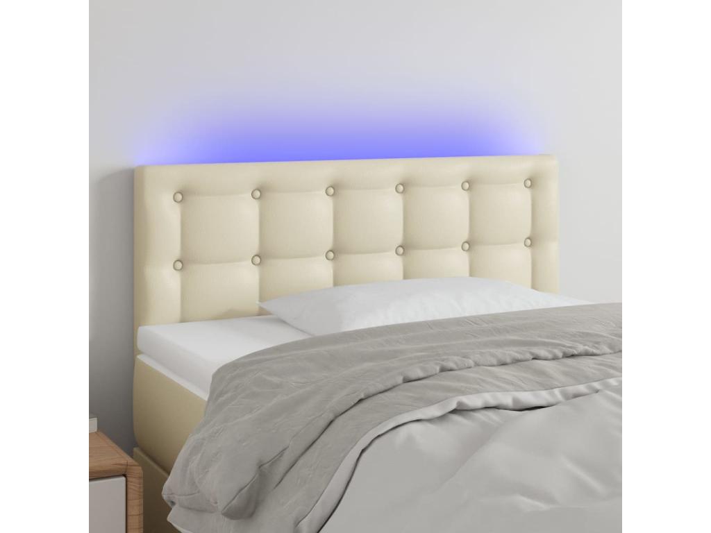Cream LED Headboard 80x5x78/88 cm Faux Leather 96563CAYG