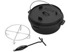 Delimoa 7.3L Black Cast Iron Dutch Oven Set with Lid Lifter and Trivet (98566MYZU)
