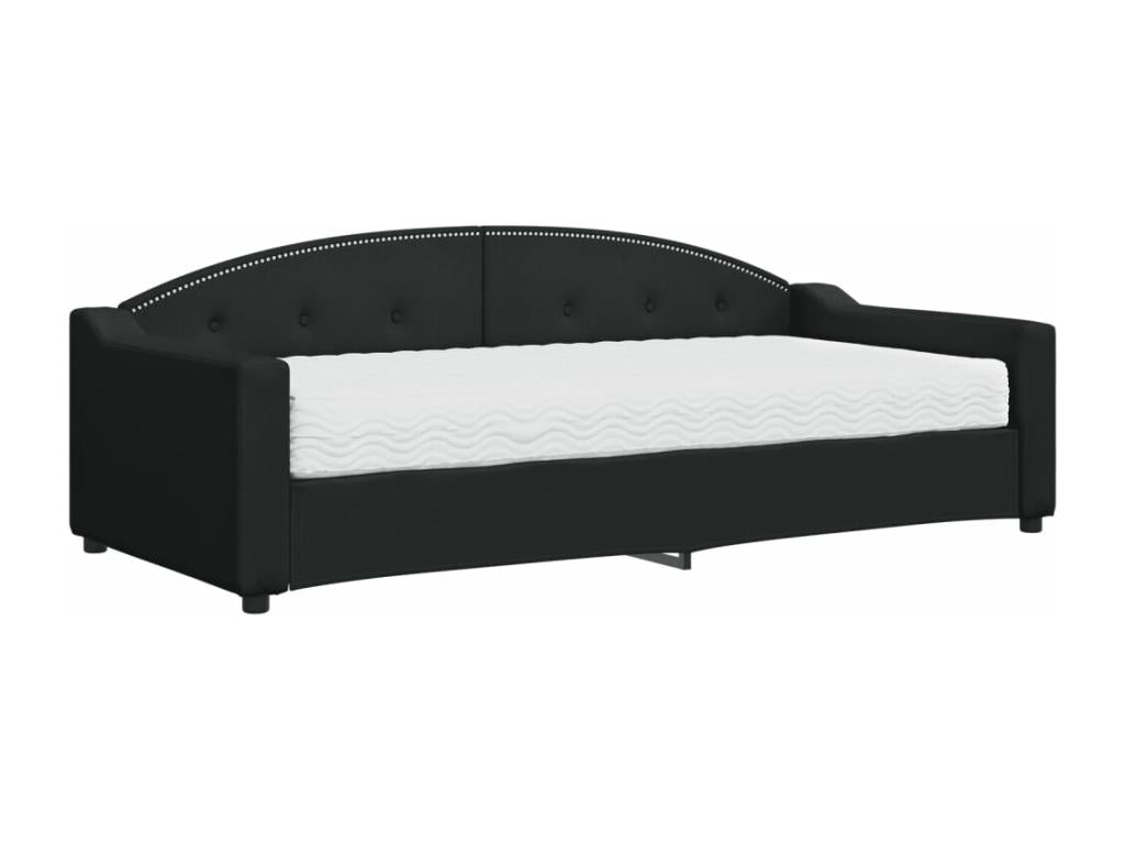 Daybed with black mattress 90x200 cm fabric 32708VGLS