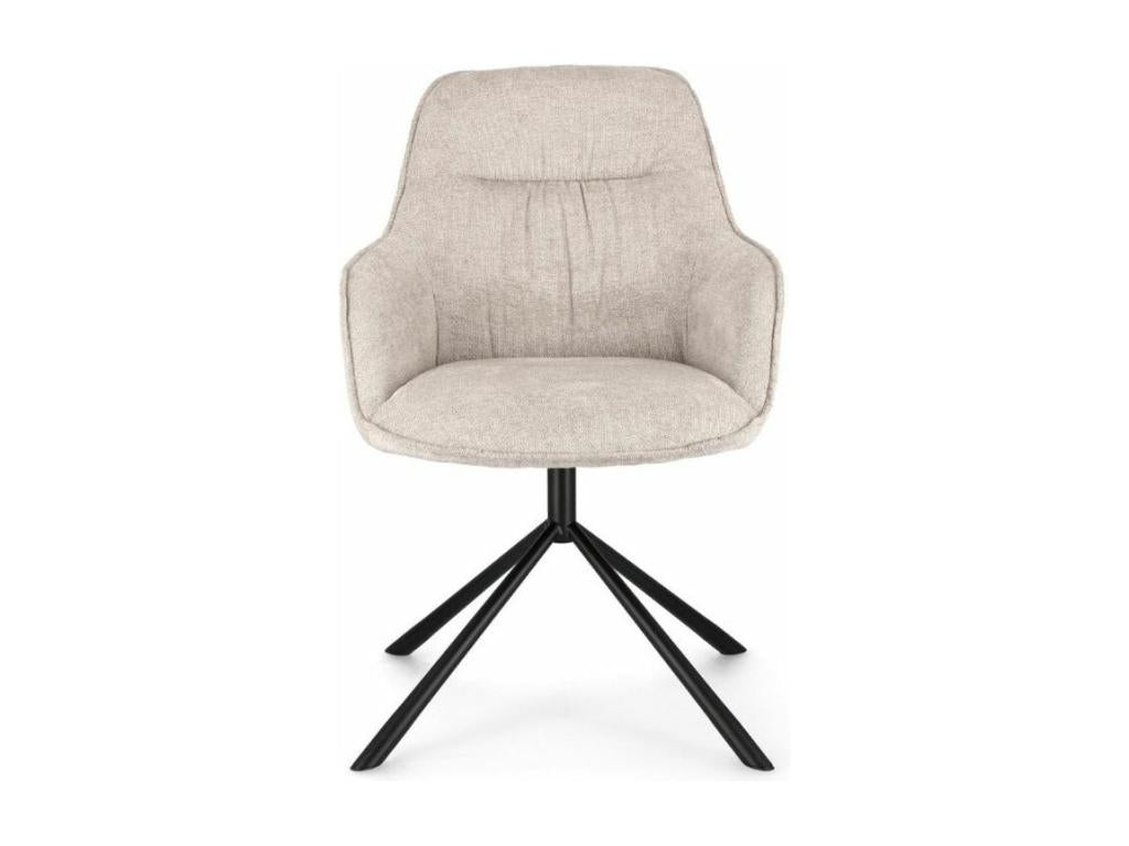 Artanzy designer armchair in soft light beige fabric and black steel legs - Set of 2 09585ANKC