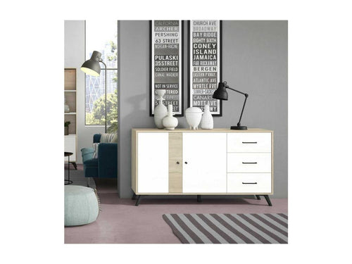 2-Door, 3-Drawer Buffet, Wood/White - Delimoa 96946MZKA