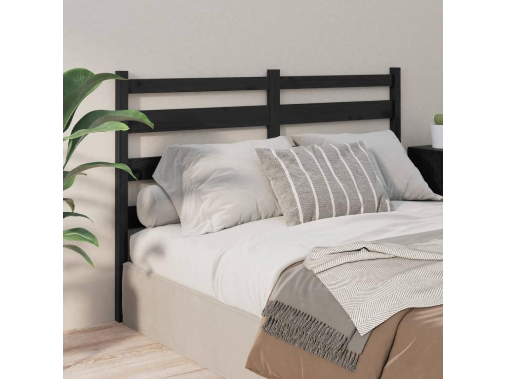 Black Headboard 186x4x100 cm Solid Pine Wood 78535GSVM