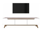 Cor TV Stand, Living Room Buffet, Low TV Cabinet, Wall-Mounted Storage Unit, 180x35x49 cm, White and Walnut, 62084DQRI