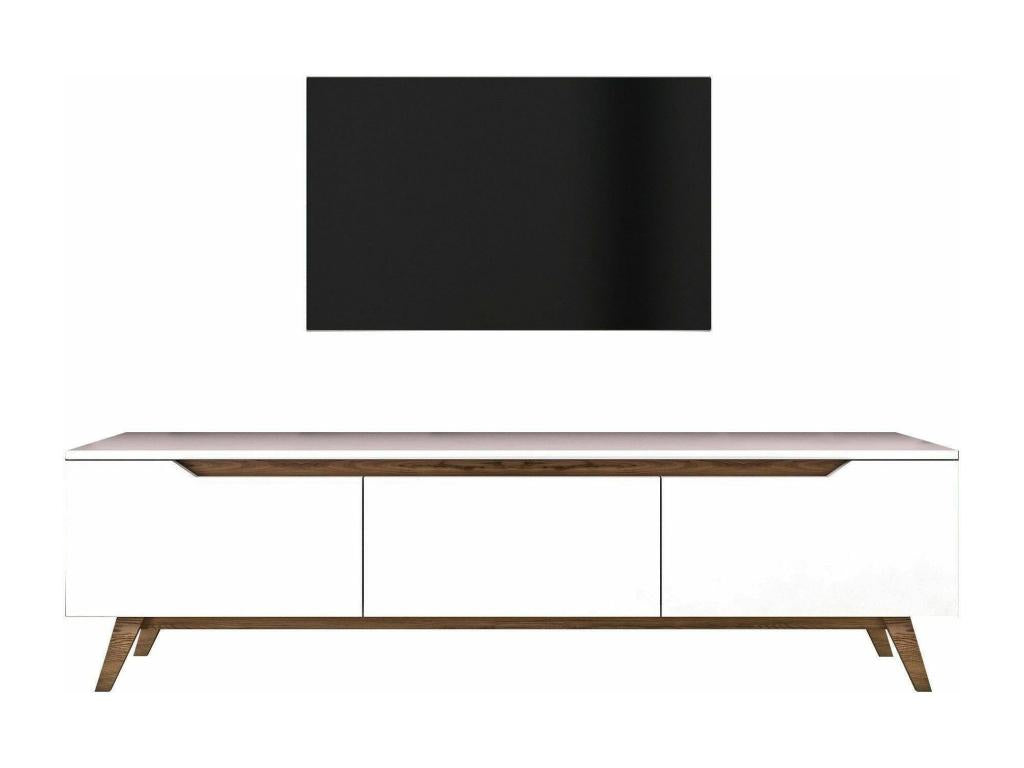 Cor TV Stand, Living Room Buffet, Low TV Cabinet, Wall-Mounted Storage Unit, 180x35x49 cm, White and Walnut, 62084DQRI