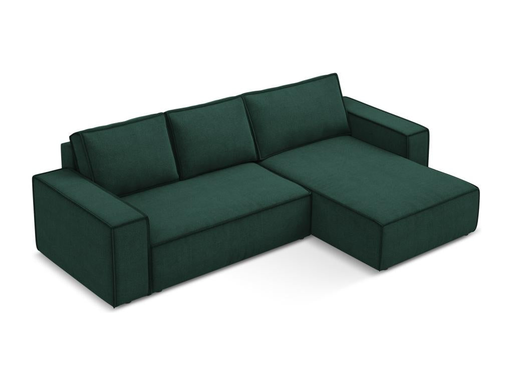 3-seater right-hand corner sofa bed in textured fabric - bottle green - Artanzy 53700WODC
