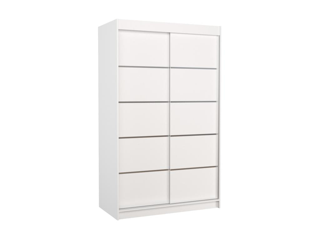 Small white bedroom wardrobe with 2 sliding doors Benko 120cm 84017QWAC
