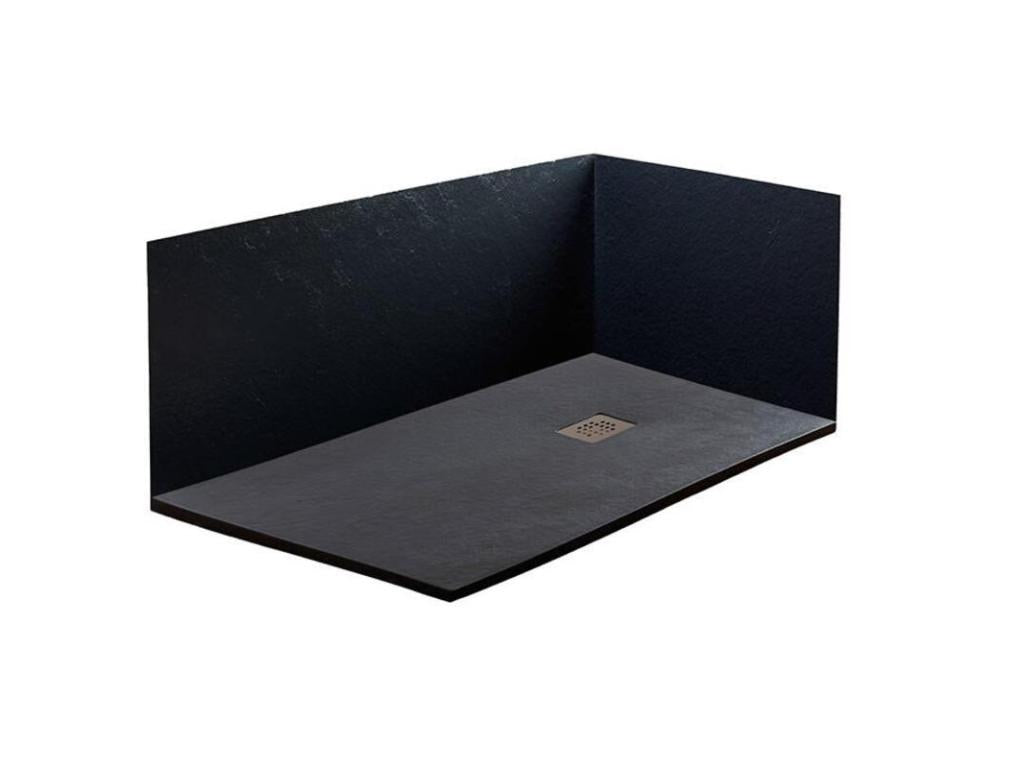 Delimoa Extra Slim Black 95x160 cm Shower Tray in Synthetic Resin and Marble Dust 12004FVIV
