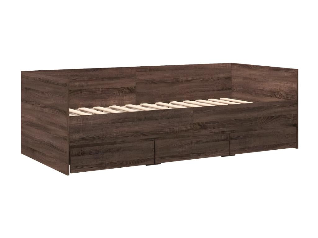 Daybed with drawers, brown oak, 75x190 cm, engineered wood, 11204RKRL