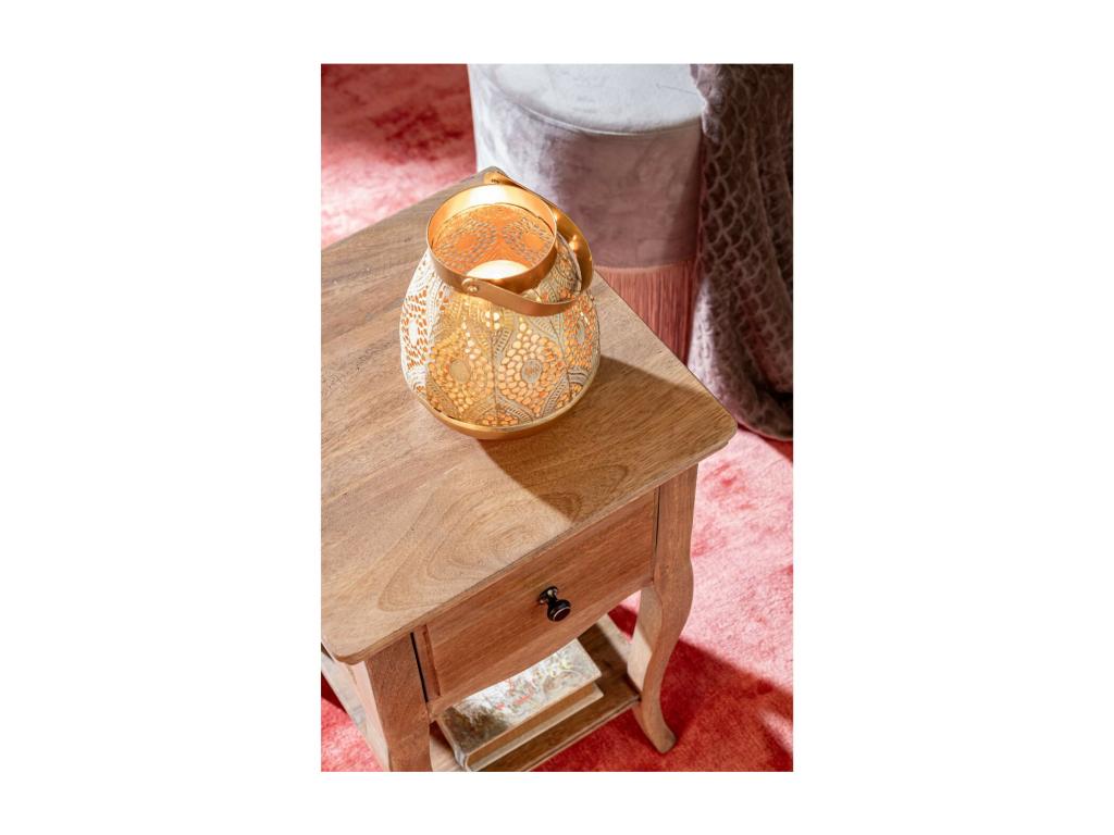 Mango wood bedside table with 1 drawer and 1 shelf - Delimoa 40299HTCH