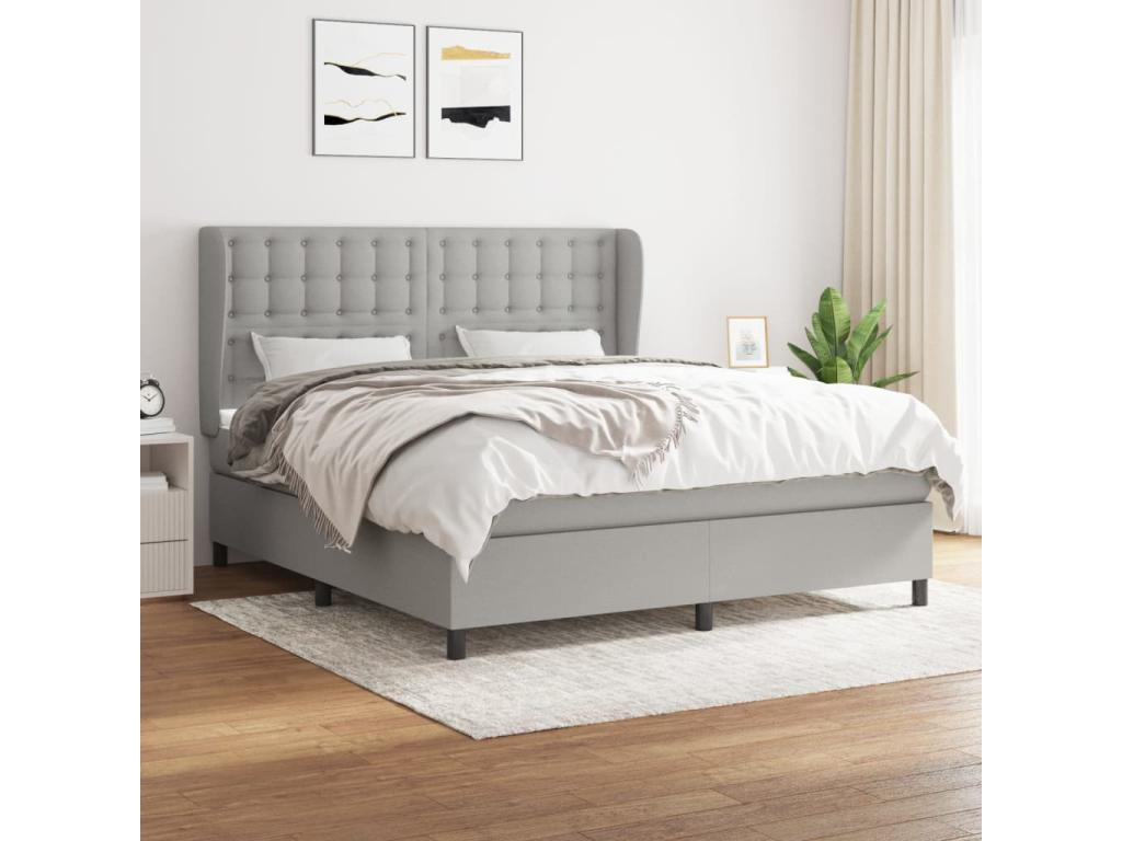 Delimoa bed base with light grey mattress 160x200cm Fabric 48550YFML