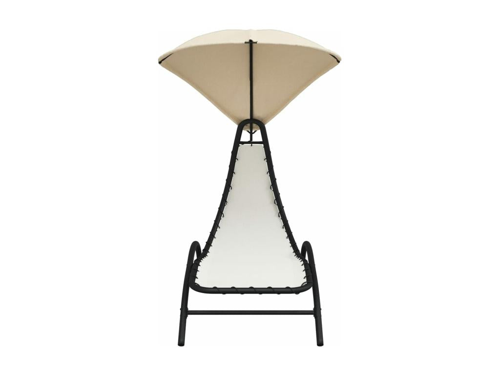 Cream chaise longue with canopy, 167x80x195 cm, fabric and steel, 76146FJVV