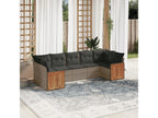 7-piece garden furniture set with cushions, grey woven resin, 44449PQFM