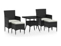 5-piece garden dining set, woven resin and tempered glass, black, 75451NABH