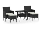 5-piece garden dining set, woven resin and tempered glass, black, 75451NABH