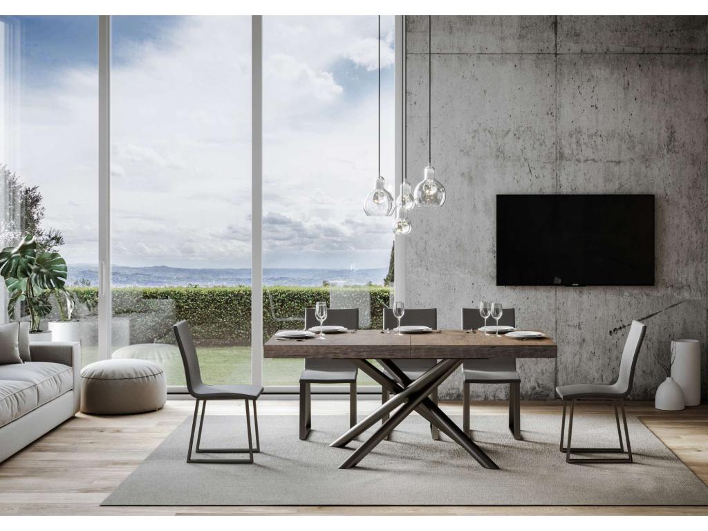 Artanzy Extendable Table 90x180/440 cm Walnut with Anthracite Frame 89309HHNC