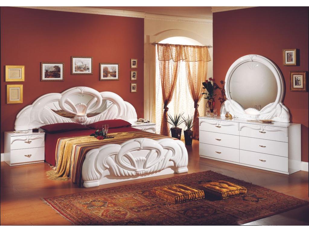 Artanzy 50cm Baroque-style bedside table with 2 drawers, glossy white wood, 30355WURZ