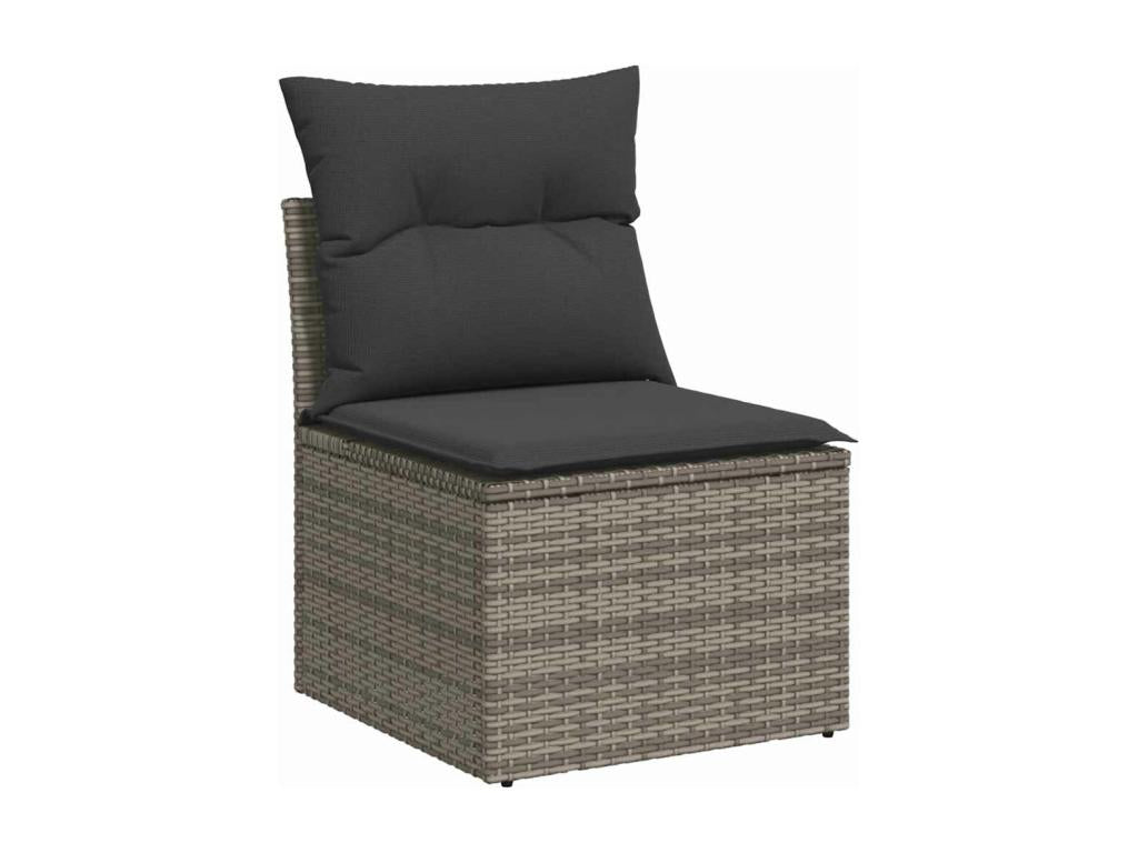 10-piece garden furniture set with cushions, grey woven resin 87403LZCR