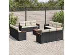 13-piece garden furniture set with cushions, black woven resin, 11273IPEX