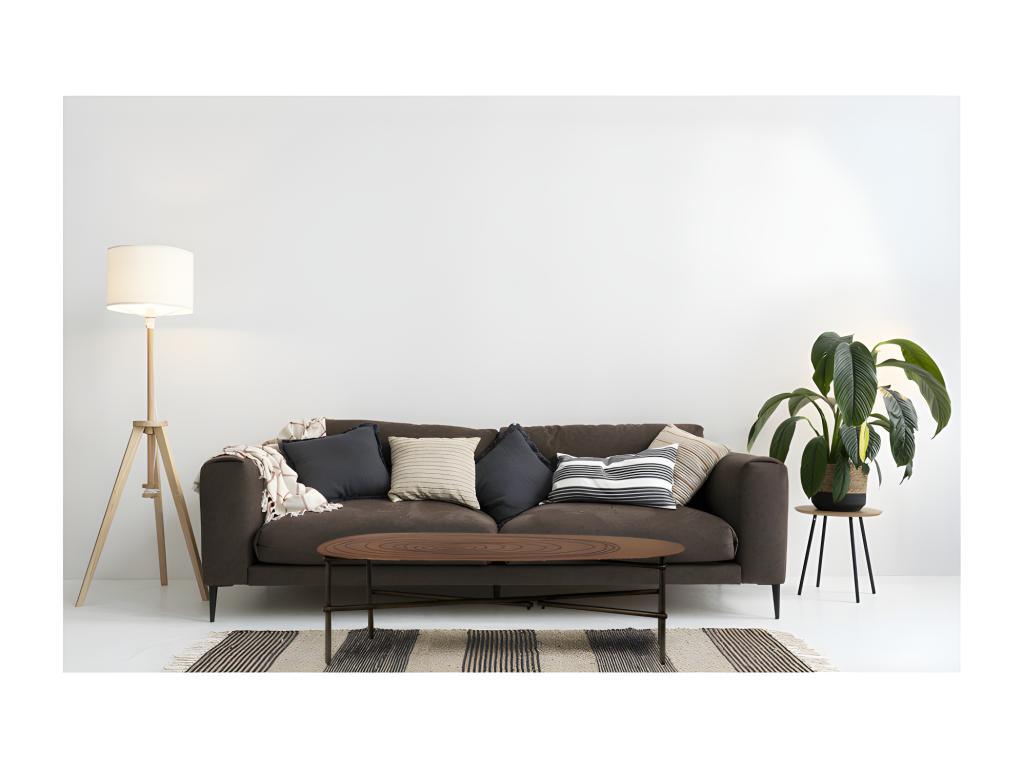 Coffee table L- 120 cm with copper-colored metal top and black metal legs - Delimoa 95355LBYI