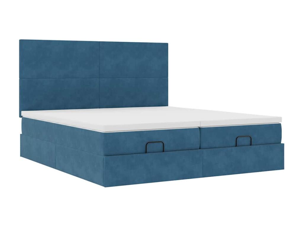 Ottoman bed frame with dark blue velvet mattress 160x200 cm 68235YYUE