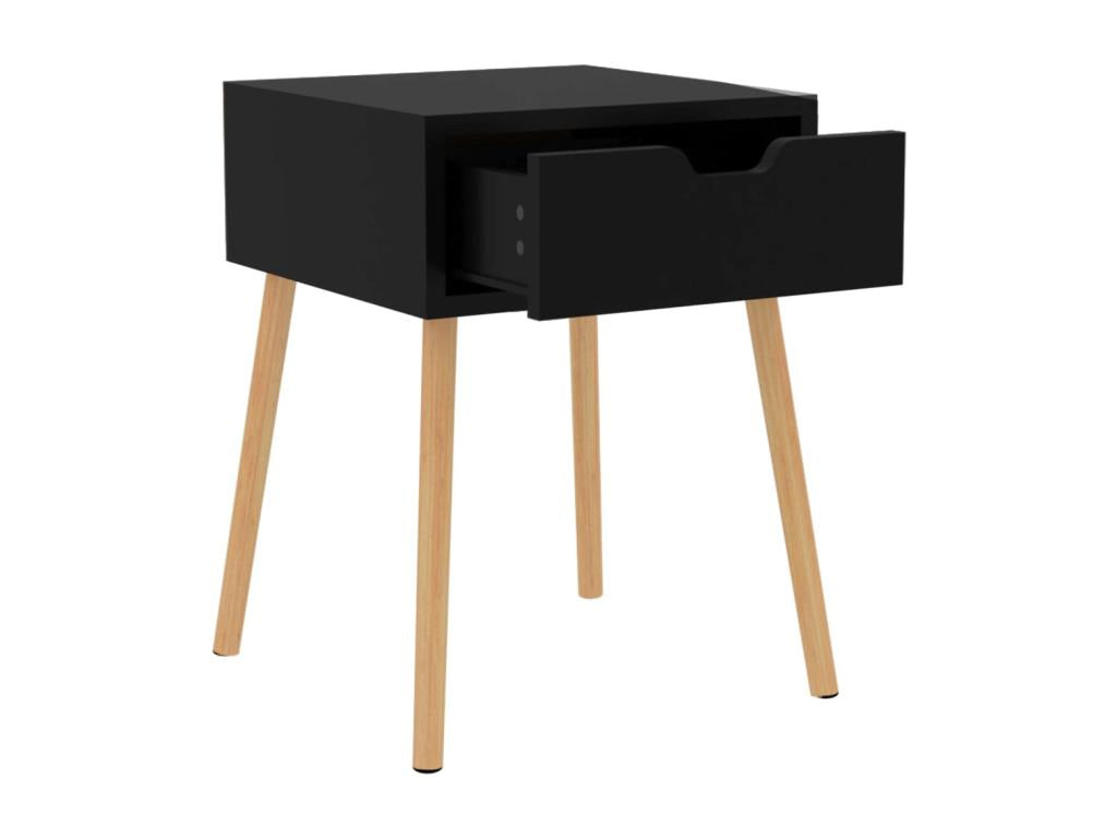 2-Piece Bedside Tables, Glossy Black, 40x40x56cm, Engineered Wood, 62561ATGY