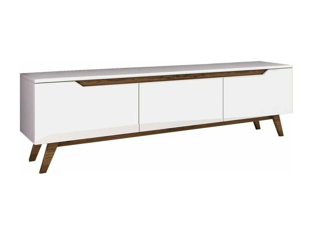 Cor TV Stand, Living Room Buffet, Low TV Cabinet, Wall-Mounted Storage Unit, 180x35x49 cm, White and Walnut, 62084DQRI