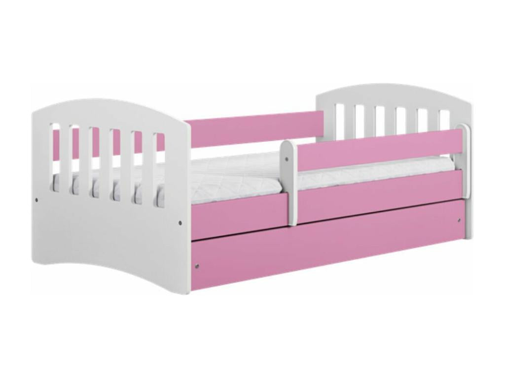 Children's bed with removable safety rail, pink, Delimoa - 80x180 - Drawers, 55762ZABY