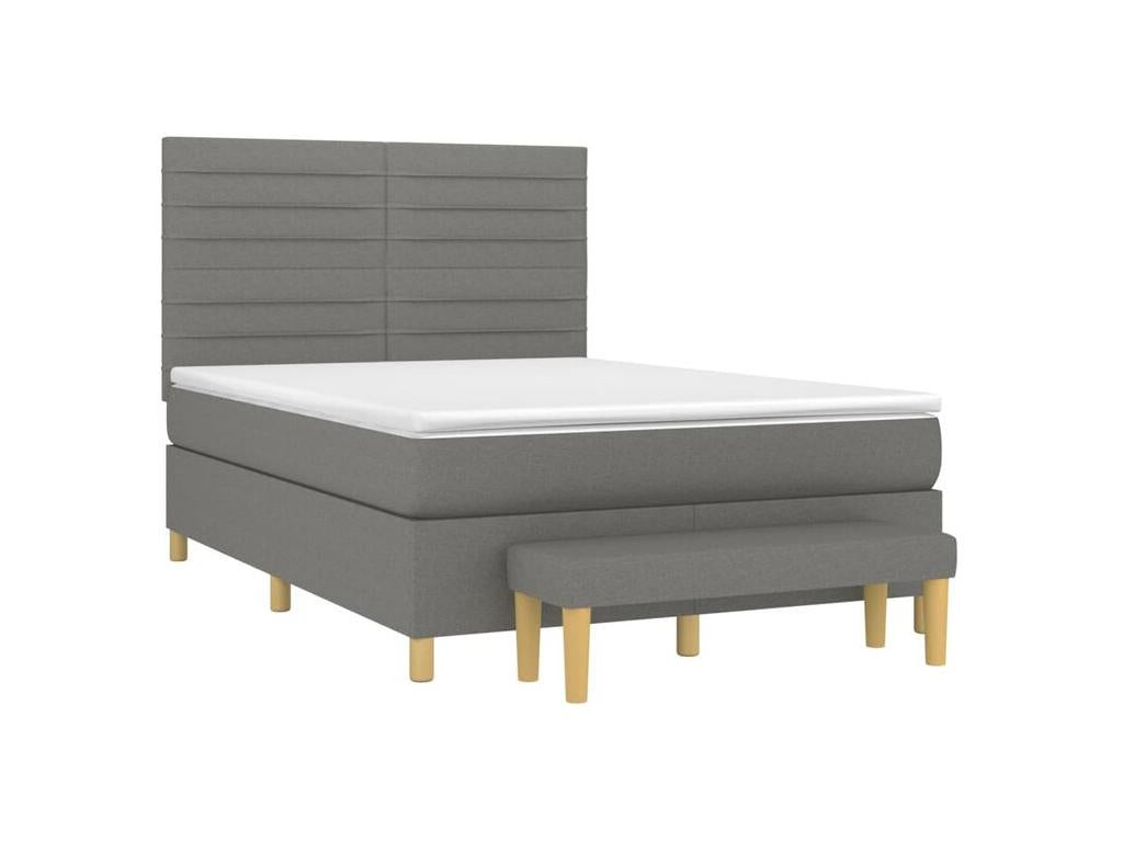 Delimoa bed base with mattress, dark grey, 140x200 cm, fabric, 88760KNON