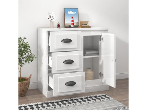 High-gloss white sideboard 70x35.5x67.5 cm engineered wood 43550HMCI