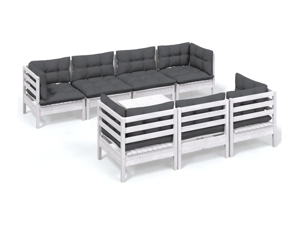 8-piece garden furniture set with cushions, solid pine wood 75775KOZT