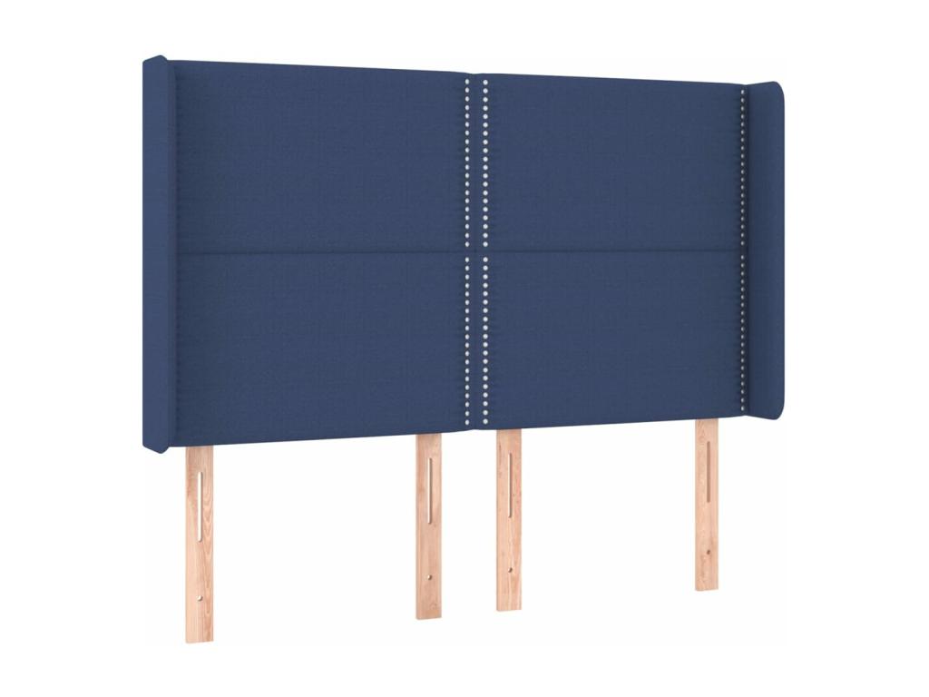 Headboard with wings, blue, 147x16x118/128 cm, fabric, 22563KNCB
