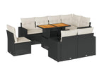 9-piece garden furniture set with cushions, black resin wicker 94029XRQD