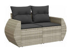 8-piece garden furniture set with light grey cushions, woven resin 47000JDZO