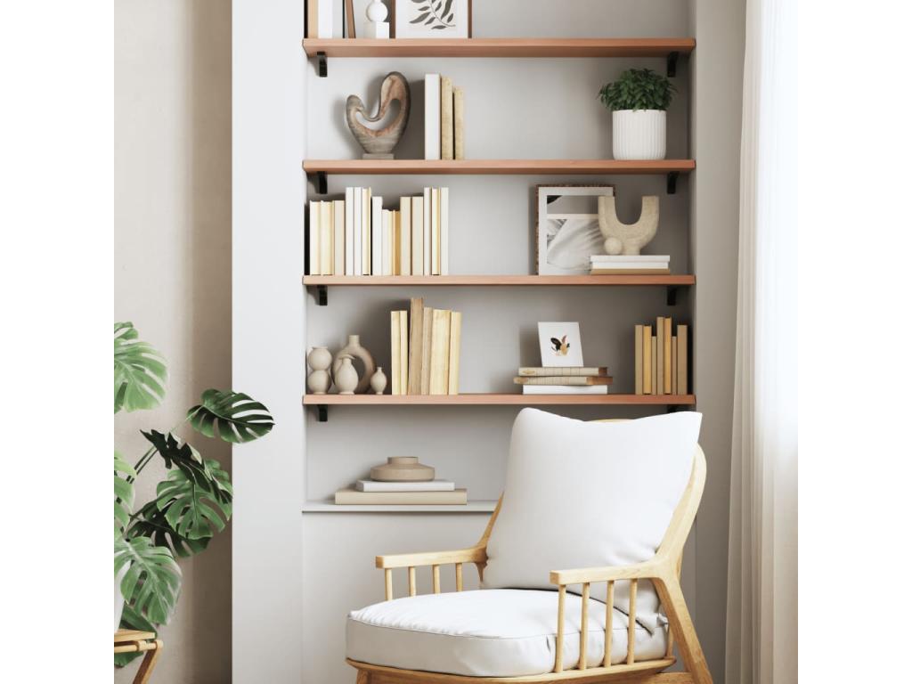 Light brown wall shelf 100x30x2 solid treated oak wood 73148DCVF