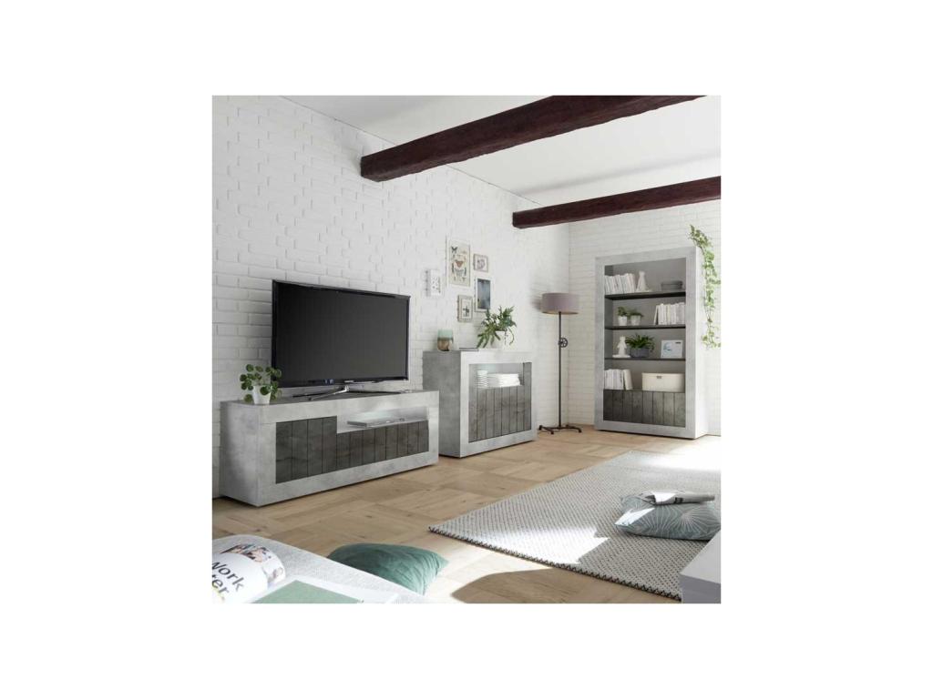 2-Door Entryway Cabinet, Light/Dark Polished Concrete Finish - Delimoa n 1 36723WTXT