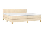 Upholstered bed base and mattress with LED lighting, Cream, 200x200 cm, Fabric 73868PSQC