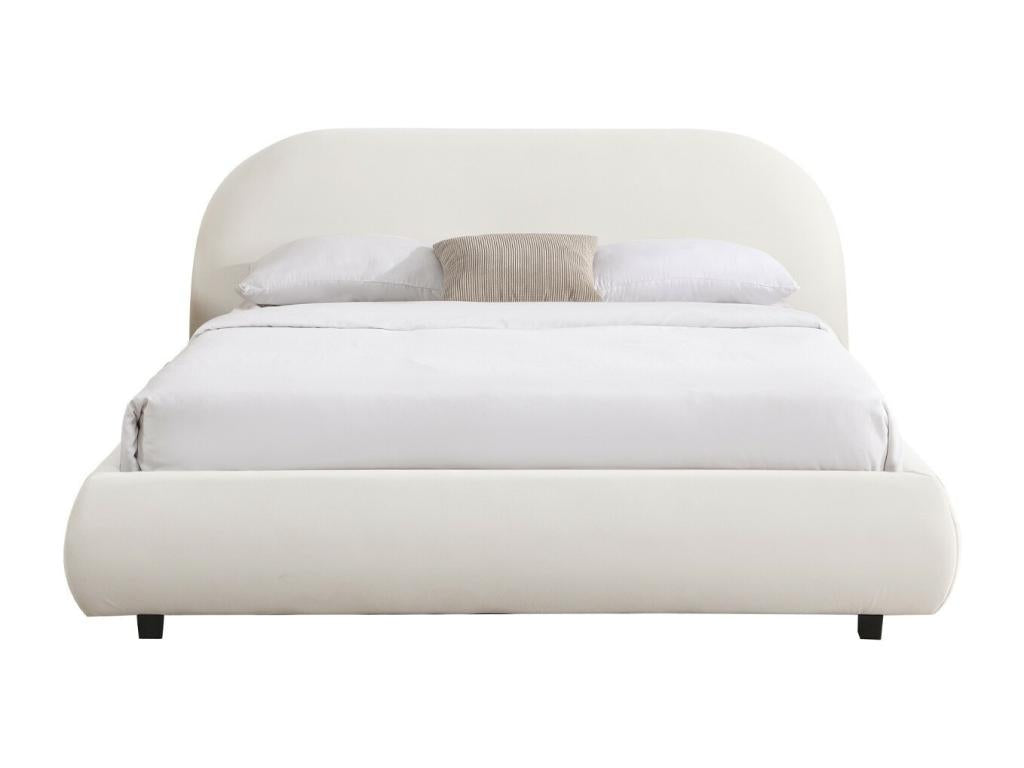 Adult bed 180x200 cm with slatted base and quilted headboard in beige velvet - Artanzy 53602SQUK