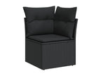 10-piece garden furniture set with cushions, black woven resin, 83093NEIM