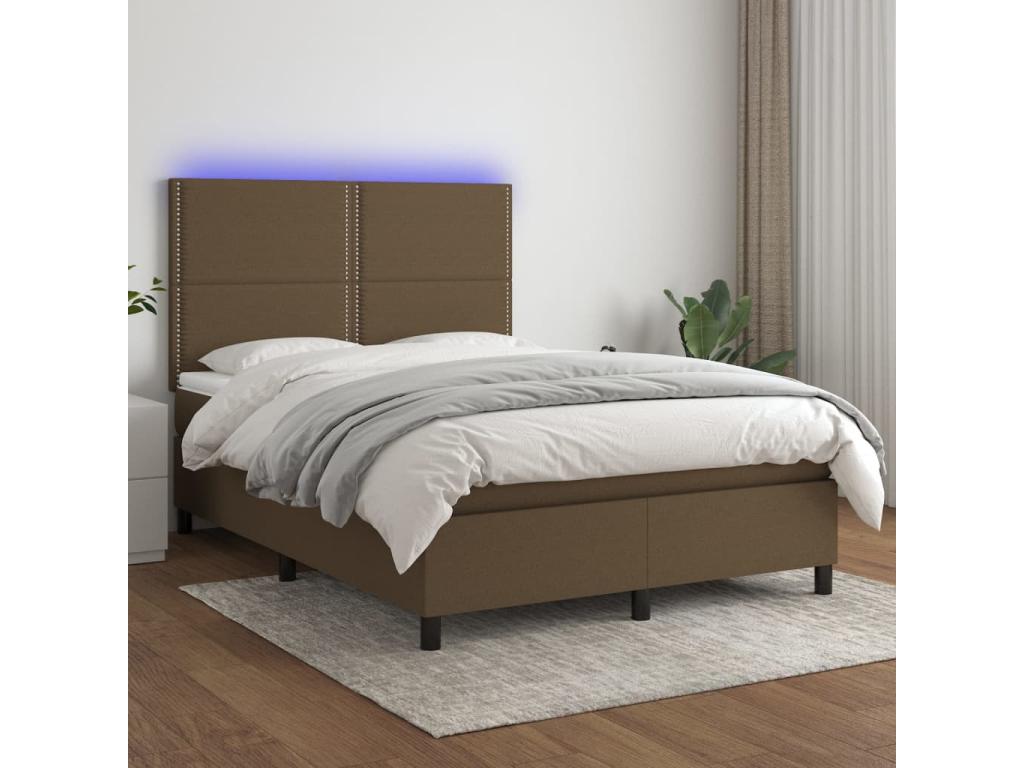 Delimoa bed base with mattress and LED light, dark brown, 140x200 cm, 31719VUUI