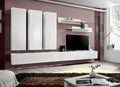 High-gloss white designer TV unit - Modern and trendy wall-mounted unit for your living room.