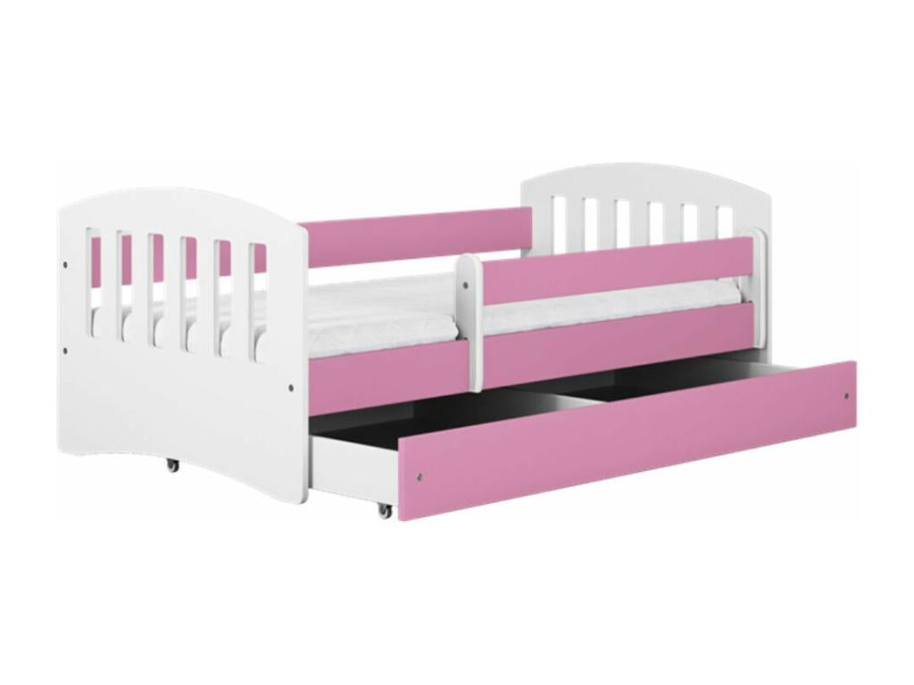Children's bed with removable safety rail, pink, Delimoa - 80x180 - Drawers, 55762ZABY