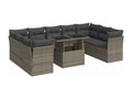 10-piece garden furniture set with cushions, grey woven resin 87403LZCR