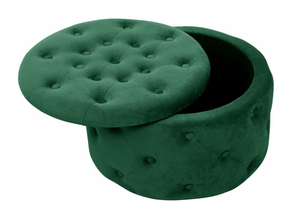 Delimoa Green Velvet Quilted Storage Ottoman with Lid 55x30x55cm 32062IZEP