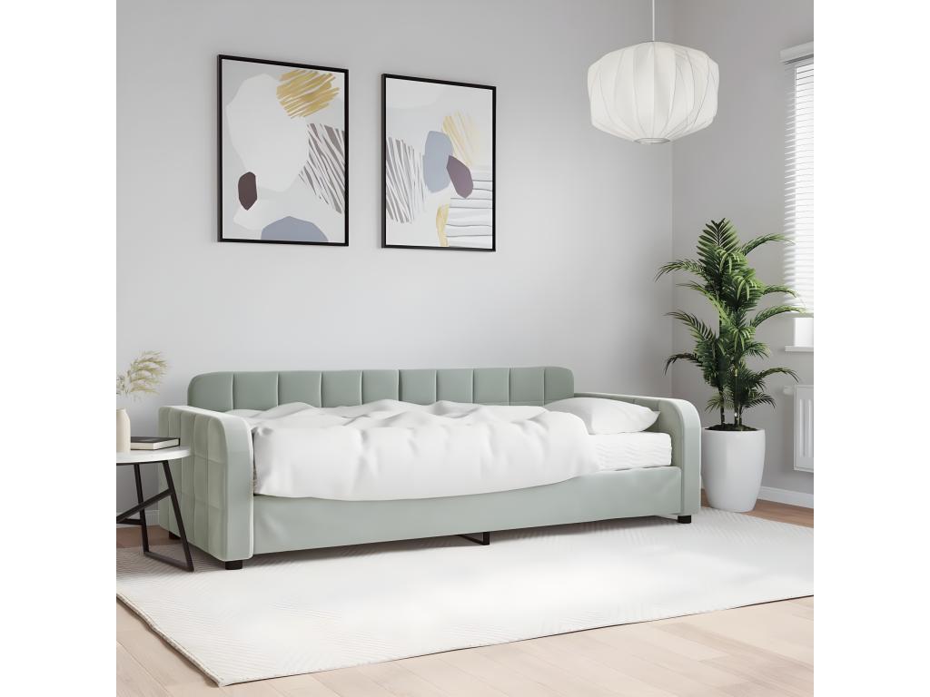 Daybed with light grey 80x200 cm velvet mattress 27308BOAR