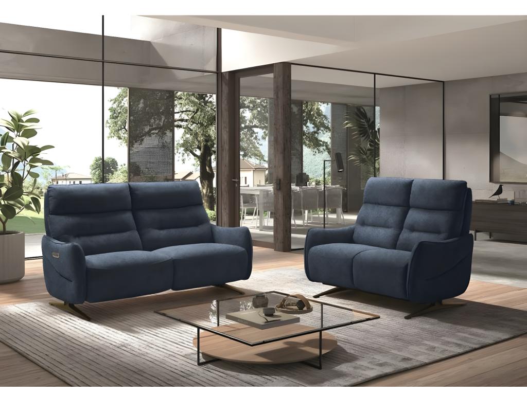 Delimoa Microfiber Reclining Sofa - Dark Blue - Fixed System - without Delimoa - 2-Seater 80341MQDQ