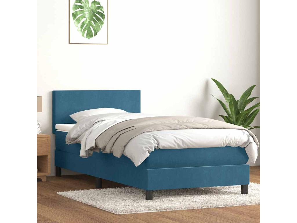 Artanzy bed base and dark blue 80x210 cm velvet mattress 07139IKIY