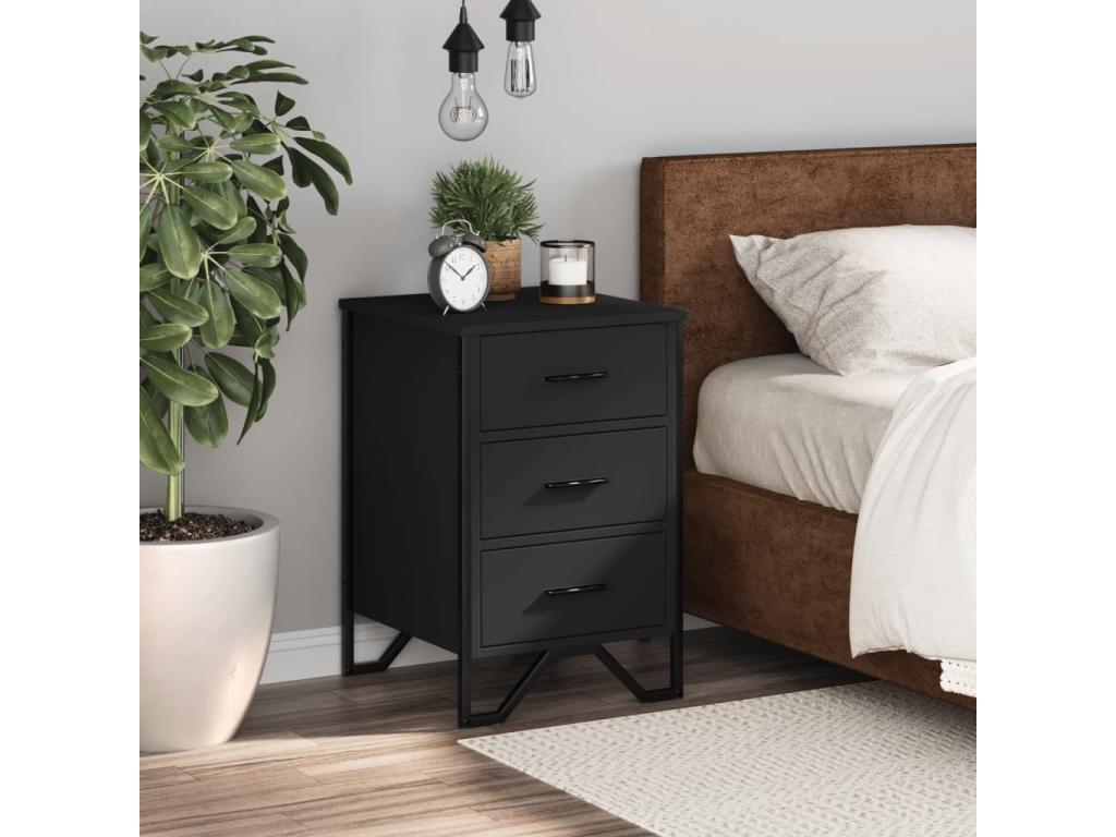 Black bedside table 40x41x60 cm engineered wood 79838IXQR